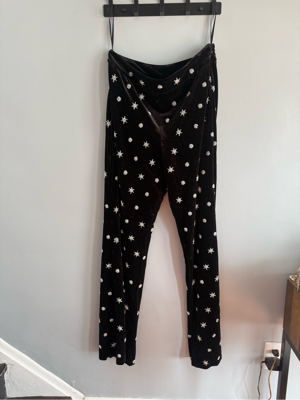 Chelsea & Violet Black Velvet Star Embellished Trousers (WORN ONCE ONLY!)